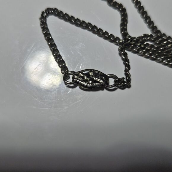 Vintage Red Aurora Borealis Crystal Floral Pendant Necklace Silver Tone 16" - Picture 11 of 15